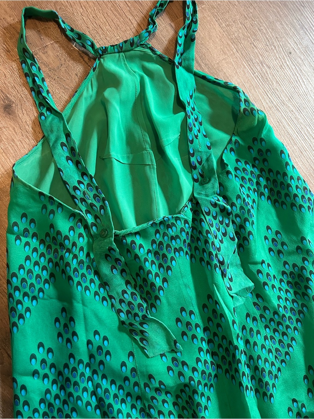 DVF Diane Von Ferstenberg Green Printed Silk Chiffon Maxi Dress with Front Slit - Picture 5 of 10